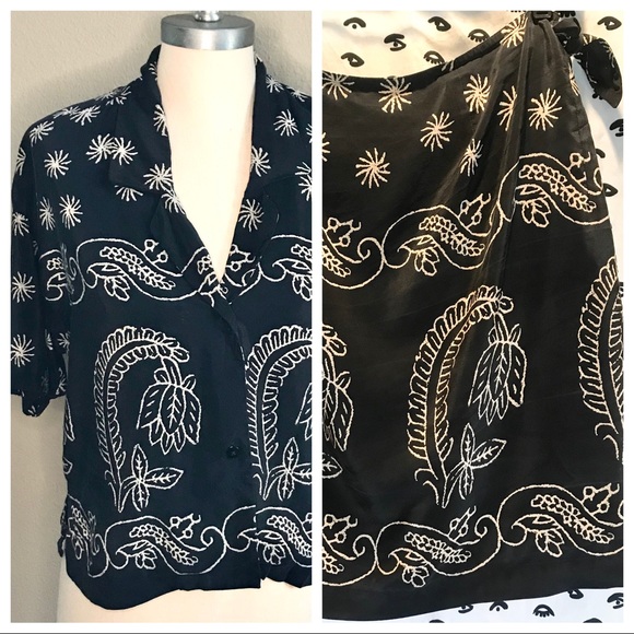 Ellen Tracy Dresses & Skirts - 100% Silk Short Sleeve & Wrap Skirt